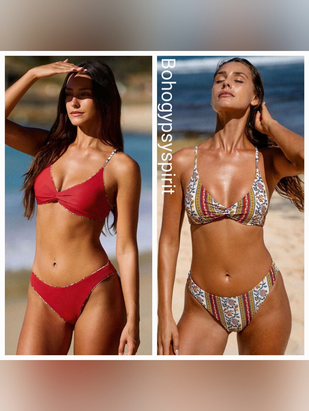 $77 Berlook Red Reversible Floral Bikini Set, Medium